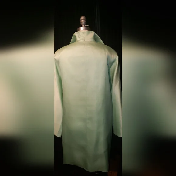 Oscar de la Renta double sided 100% Charmeuse silk Mint kimono oversized Jacket - Picture 9 of 16